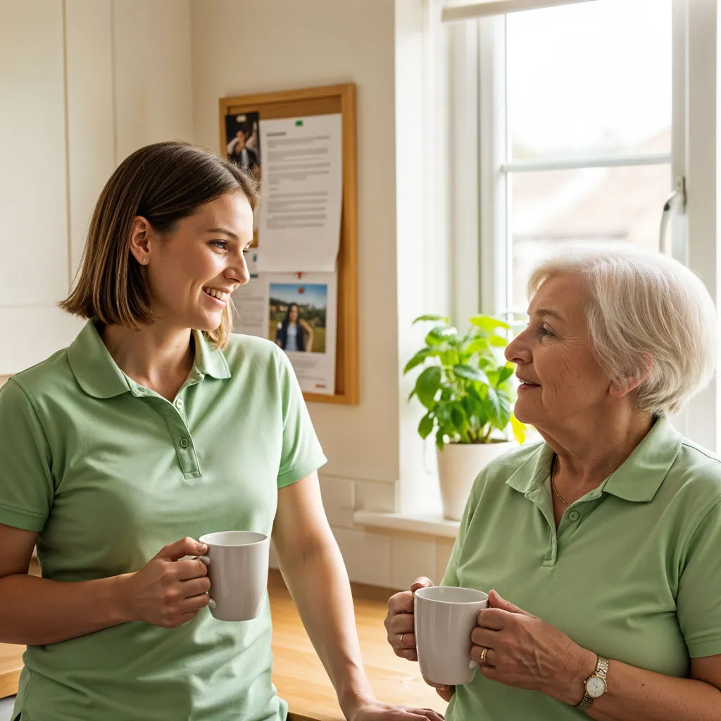 Das Pflegeteam von careplus im Gespräch mit einer Kundin